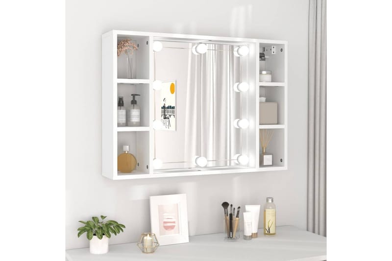 beBasic Speilskap med LED hvit 76x15x55 cm - Hvit - Møbler - Bord - Sminkebord & toalettbord