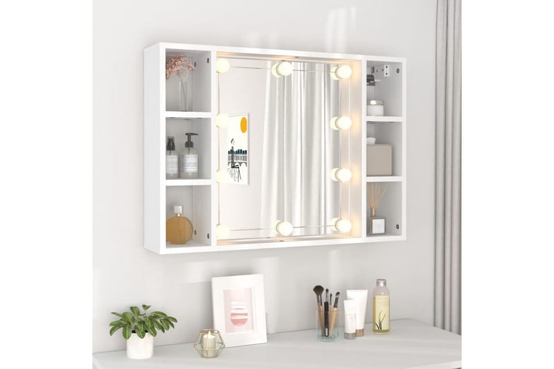 beBasic Speilskap med LED hvit 76x15x55 cm - Hvit - Møbler - Bord - Sminkebord & toalettbord