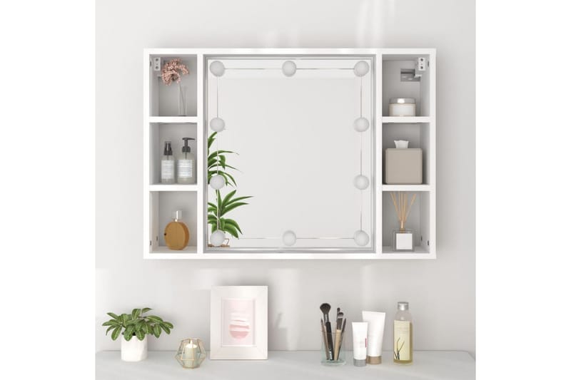 beBasic Speilskap med LED hvit 76x15x55 cm - Hvit - Møbler - Bord - Sminkebord & toalettbord