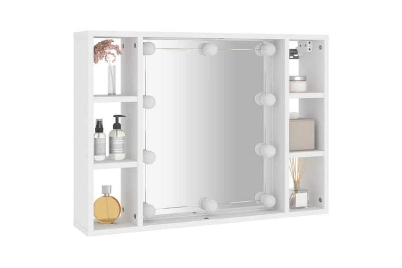 beBasic Speilskap med LED hvit 76x15x55 cm - Hvit - Møbler - Bord - Sminkebord & toalettbord