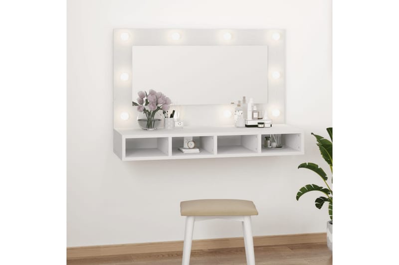 beBasic Speilskap med LED hvit 90x31,5x62 cm - Hvit - Møbler - Bord - Sminkebord & toalettbord