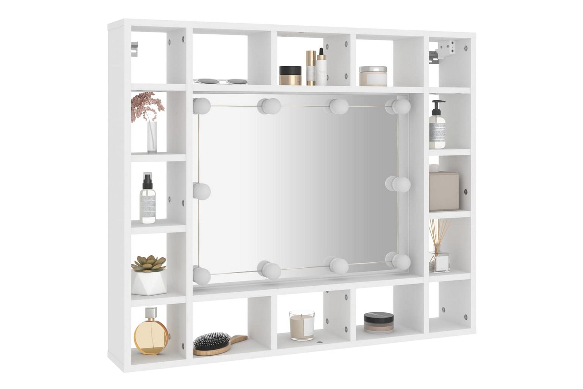 beBasic Speilskap med LED hvit 91x15x76,5 cm - Hvit - Møbler - Bord - Sminkebord & toalettbord
