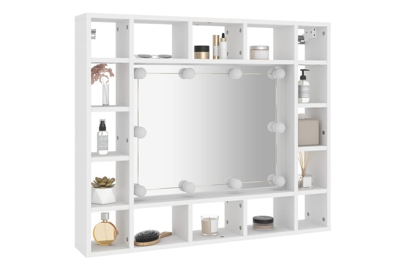 beBasic Speilskap med LED hvit 91x15x76,5 cm - Hvit - Møbler - Bord - Sminkebord & toalettbord
