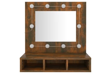 beBasic Speilskap med LED røkt eik 60x31,5x62 cm - Brun - Møbler - Bord - Sminkebord & toalettbord
