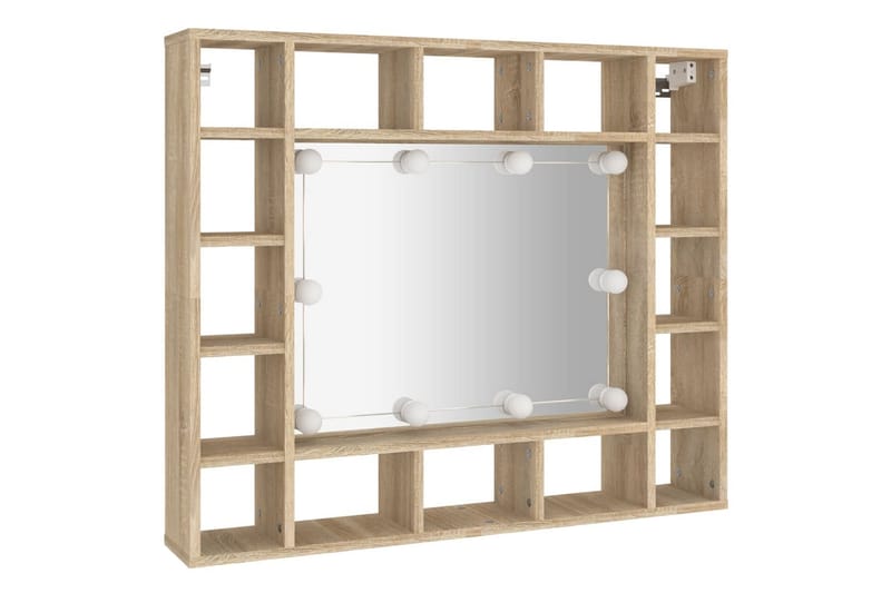 beBasic Speilskap med LED sonoma eik 91x15x76,5 cm - Brun - Møbler - Bord - Sminkebord & toalettbord
