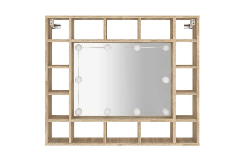 beBasic Speilskap med LED sonoma eik 91x15x76,5 cm - Brun - Møbler - Bord - Sminkebord & toalettbord