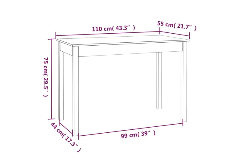 beBasic Spisebord 110x55x75 cm heltre furu - Brun - Spisebord & kjøkkenbord