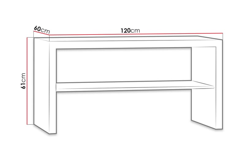 Benavila Sofabord 120 cm med Oppbevaringshyller - Beige/Grå - Sofabord