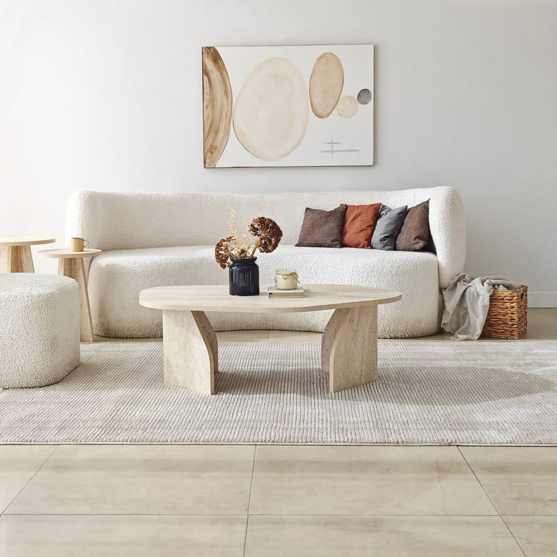 Berriaren Sofabord 100 cm - travertin og fume - Møbler - Bord - Sofabord