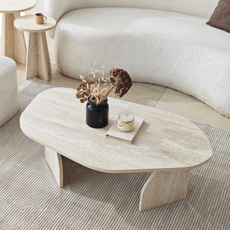 Berriaren Sofabord 100 cm - travertin og fume - Møbler - Bord - Sofabord