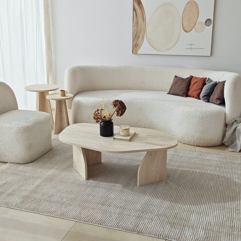 Berriaren Sofabord 100 cm - travertin og fume - Møbler - Bord - Sofabord