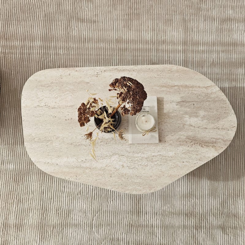 Berriaren Sofabord 100 cm - travertin og fume - Møbler - Bord - Sofabord