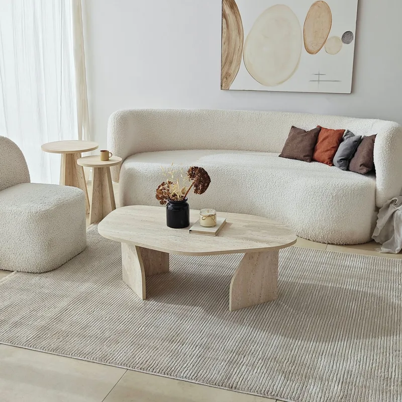 Berriaren Sofabord 100 cm - travertin og fume - Møbler - Bord - Sofabord