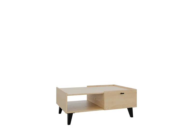 Betsi Rektangulært Salongbord 100 cm med Skuffer i Tre med Metallbein, Beige