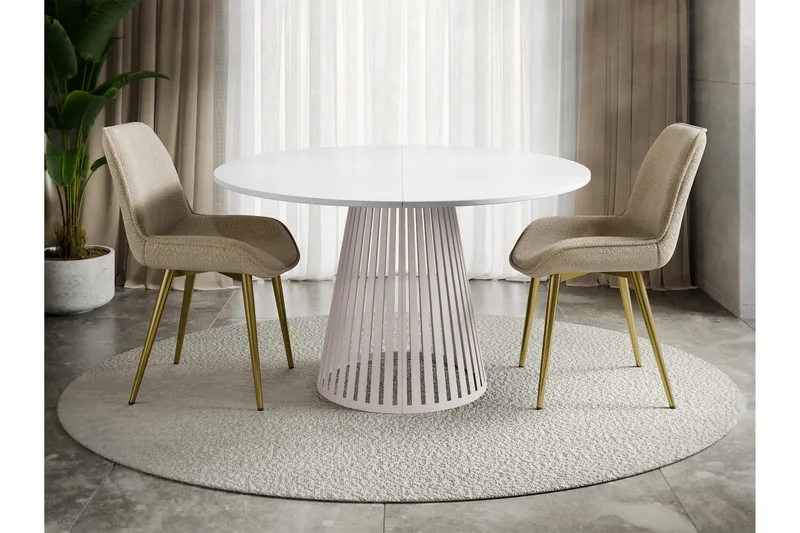Beylen Matbord 100 cm Rund - Hvit/Beige - Møbler - Bord - Spisebord & kjøkkenbord