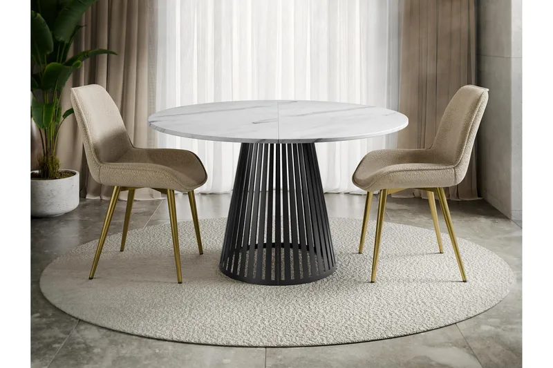 Beylen Matbord 100 cm Rund - Hvit/Svart - Møbler - Bord - Spisebord & kjøkkenbord