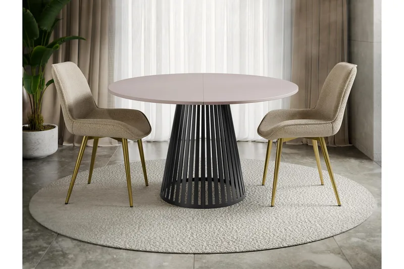 Beylen Matbord 120 cm Rund - Beige/Svart - Møbler - Bord - Spisebord & kjøkkenbord