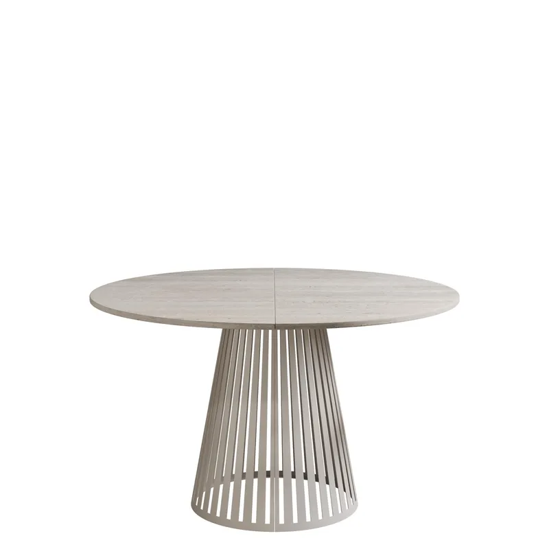 Beylen Rundt Uttrekkbart Spisebord 100–176 cm, beige travertin