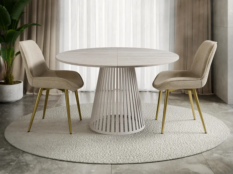 Beylen Rundt Uttrekkbart Spisebord 100–176 cm - beige travertin - Møbler - Bord - Spisebord & kjøkkenbord