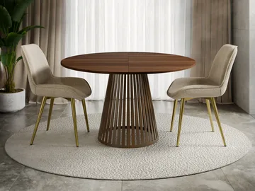 Beylen Rundt Uttrekkbart Spisebord 100–176 cm - brun og kobber - Møbler - Bord - Spisebord & kjøkkenbord