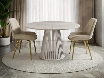 Beylen Rundt Uttrekkbart Spisebord 120–196 cm - beige travertin - Møbler - Bord - Spisebord & kjøkkenbord