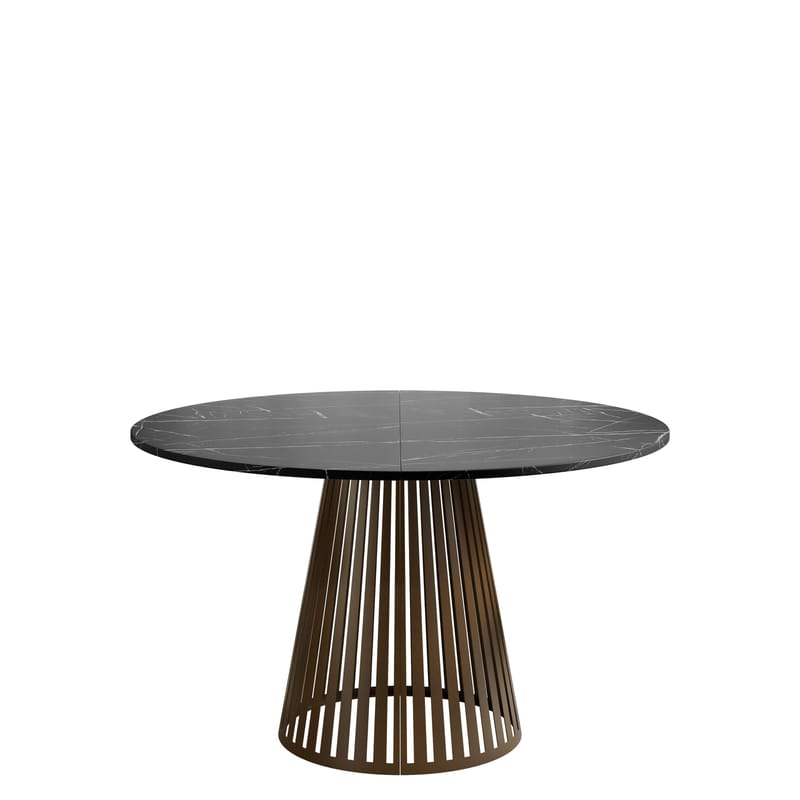 Beylen Rundt Uttrekkbart Spisebord 120–196 cm, svart marmor/kobber
