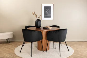 Bianca Matgruppe 110 cm Rund med 4 Berit stoler - Sort - Møbler - Bord - Spisegrupper