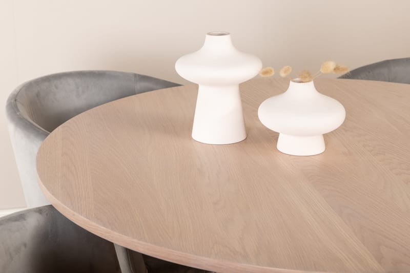 Bianca Matgruppe 110 cm Rund med 4 Berit stoler - Whitewash/Grå - Møbler - Bord - Spisegrupper