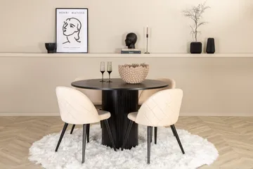 Bianca rundt spisebord med 4 stk. Velvet spisestoler - Møbler - Bord - Spisegrupper