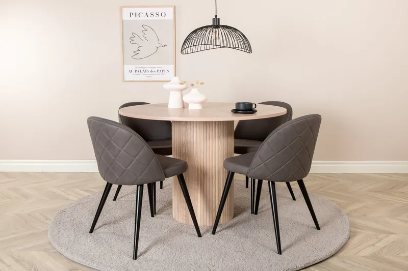 Bianca Rundt Spisebord med 4stk Velvet Spisestol