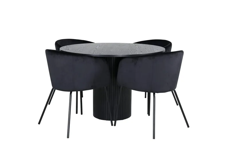 Bianca Spisebord 110 cm Rundt med 4 Berit Armstoler med armlener - Møbler - Bord - Spisegrupper