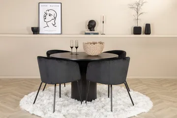 Bianca Spisebord 110 cm Rundt med 4 Berit Armstoler med armlener - Møbler - Bord - Spisegrupper