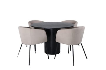 Bianca Spisebord 110 cm Rundt med 4 Berit Armstoler med armlener - Møbler - Bord - Spisegrupper