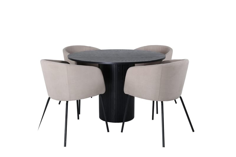 Bianca Spisebord 110 cm Rundt med 4 Berit Armstoler med armlener - Møbler - Bord - Spisegrupper