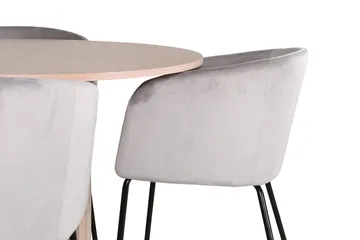 Bianca spisegruppe 110 cm rund med 4 Berit stoler - Whitewash/Grå - Møbler - Bord - Spisegrupper