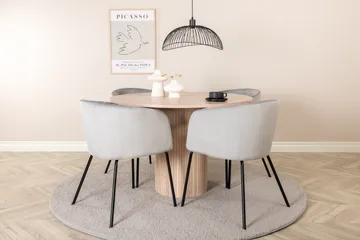 Bianca spisegruppe 110 cm rund med 4 Berit stoler - Whitewash/Grå - Møbler - Bord - Spisegrupper