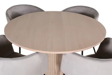 Bianca spisegruppe 110 cm rund med 4 Berit stoler - Whitewash/Grå - Møbler - Bord - Spisegrupper