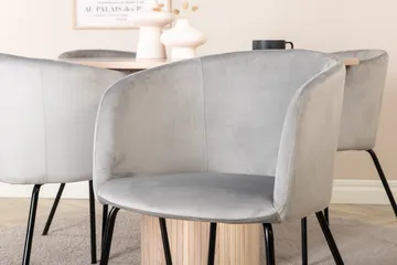 Bianca spisegruppe 110 cm rund med 4 Berit stoler - Whitewash/Grå - Møbler - Bord - Spisegrupper