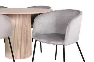 Bianca spisegruppe 110 cm rund med 4 Berit stoler - Whitewash/Grå - Møbler - Bord - Spisegrupper