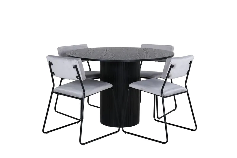 Bianca Spisegruppe 110 cm Rund med 4 Kenth Stoler, Sort