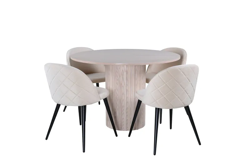 Bianca Spisegruppe 110 cm Rund med 4 Velvet Stoler - Sort - Møbler - Bord - Spisegrupper