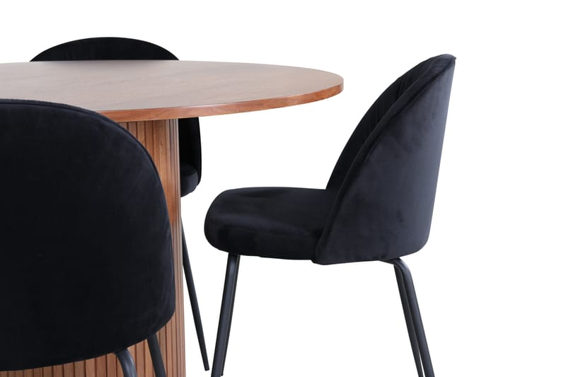 Bianca Spisegruppe 110 cm Rund med 4 Wrinkles Stoler - Sort - Møbler - Bord - Spisegrupper