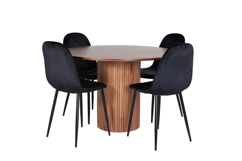 Bianca Spisegruppe 110 cm Rund med 4 Polar Stoler, Sort