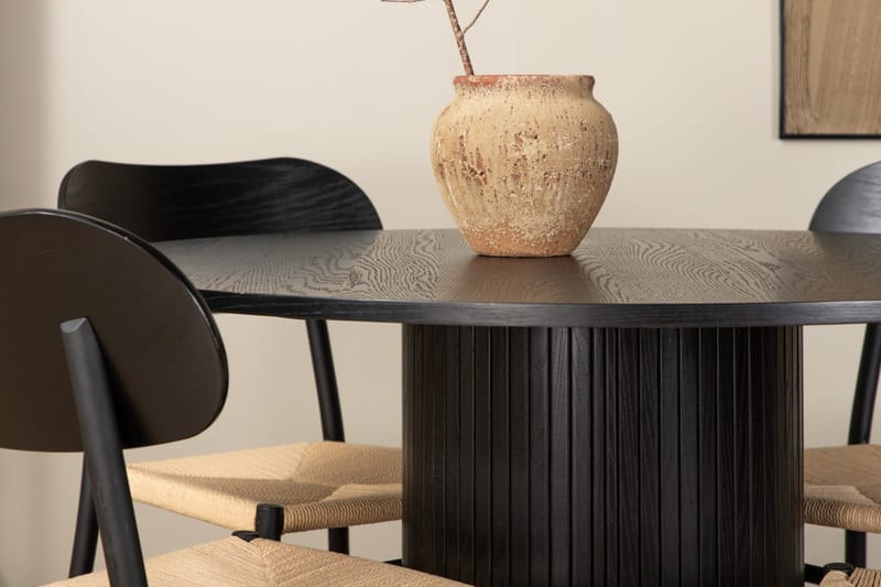 Bianca Spisegruppe 110 cm Rund med 4 Polly Stoler - Sort - Møbler - Bord - Spisegrupper