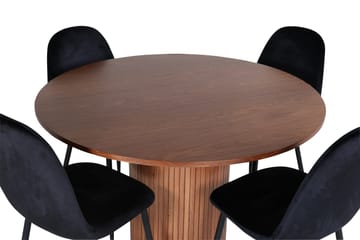 Bianca Spisegruppe 110 cm Rund med 4 Polar Stoler - Sort - Møbler - Bord - Spisegrupper