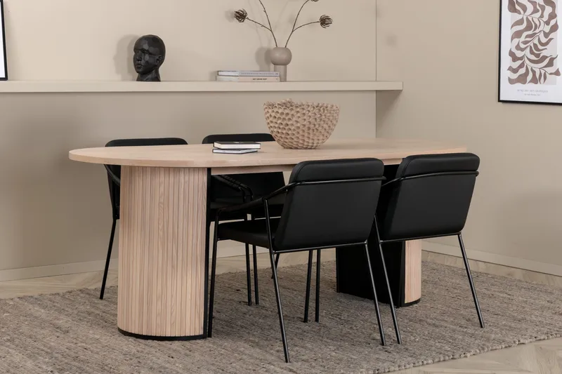 Bianca Spisegruppe 200 cm Oval med 4 Tvista Stoler - Sort - Møbler - Bord - Spisegrupper
