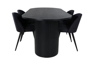 Bianca Spisegruppe 200 cm Oval med 4 Velvet Stoler