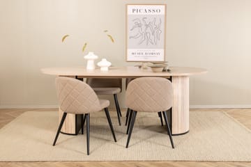Bianca Spisegruppe 200 cm Oval med 4 Velvet Stoler - Sort - Møbler - Bord - Spisegrupper