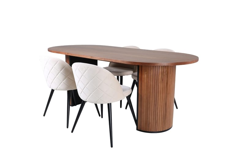Bianca Spisegruppe 200 cm Oval med 4 Velvet Stoler - Sort - Møbler - Bord - Spisegrupper