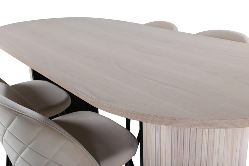 Bianca Spisegruppe 200 cm Oval med 4 Velvet Stoler - Sort - Møbler - Bord - Spisegrupper